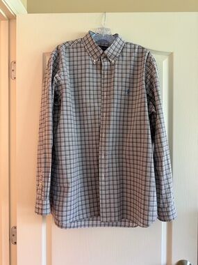 Ralph Lauren Men's Long-Sleeve Plaid Button-Down Shirt - Blue/Gray